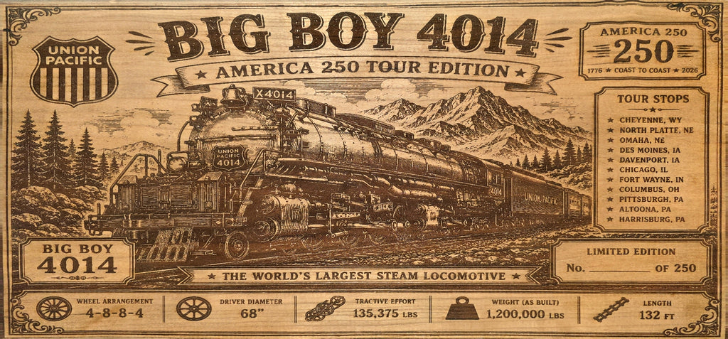 Big Boy 4014 Limited-Edition Engraved Cherry Sign – No. 003